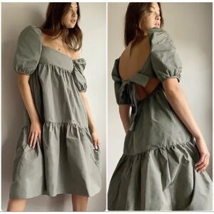 Aritzia Wilfred Serenade Puffed Sleeve Taffeta Dress | XXS